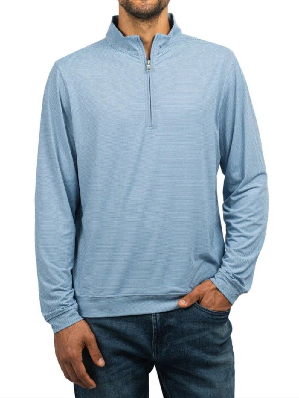 Scott Barber Men's Light Blue Half-Zip Pullover